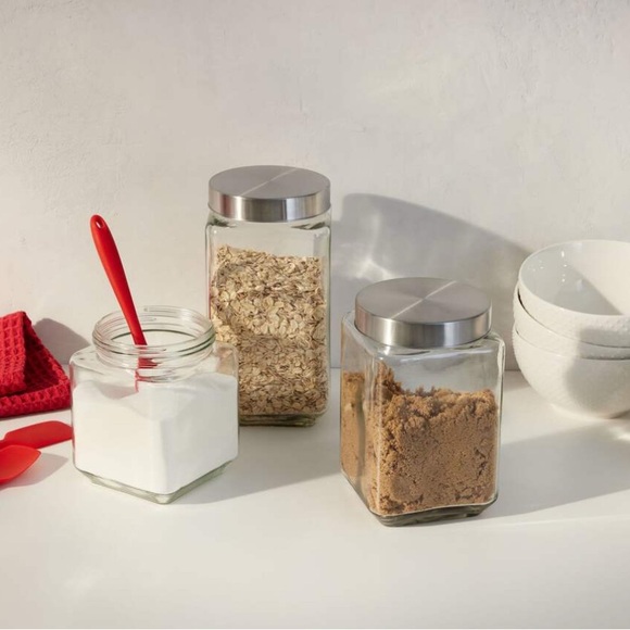 Stainless Steel Lid Glass Storage Jars - Set of 4 - Picture 2 of 5